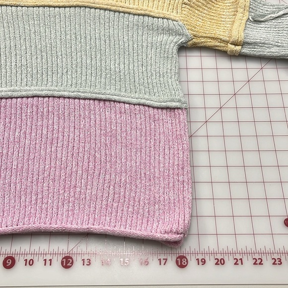 HEM & THREAD Color Block SLV Tassel Drop Shoulder Boho/Beach Pastel Sweater SZ L - Picture 12 of 16